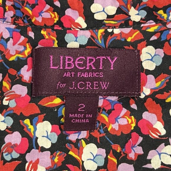 J. Crew Blouse Sarah Floral Liberty Arts Colab Cotton Ruffled Collar Cuffs Sz 2 - Picture 8 of 12